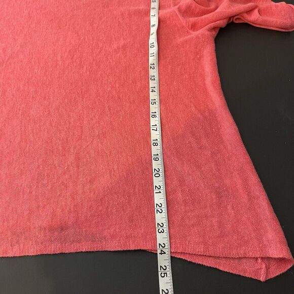 EILEEN FISHER Sweater Large Linen Fine Gauge 3/4 Sleeve Pullover Punch P… - Picture 7 of 7